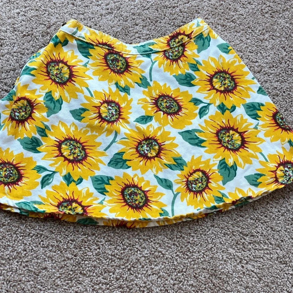 American Apparel Sunflower Print Jean Style Mini Skirt Size Small - Picture 6 of 9